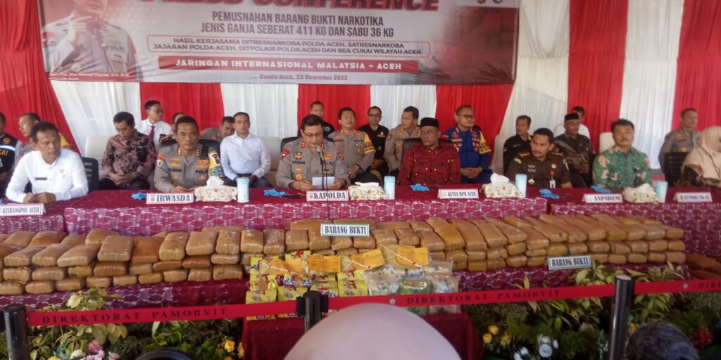 Polda Aceh Musnahkan 36 Kg Sabu Dan 411 Kg Ganja