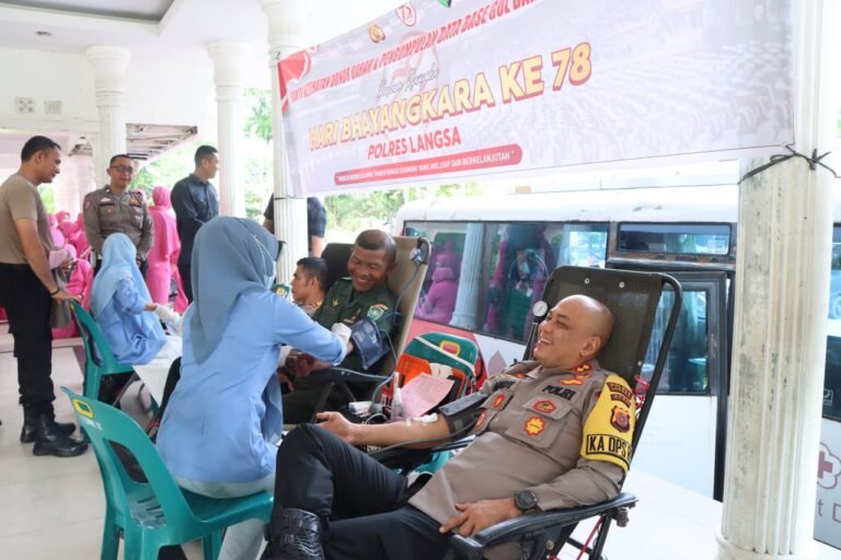 Jelang HUT ke 78 Bhayangkara, Polres Langsa Gelar Donor Darah